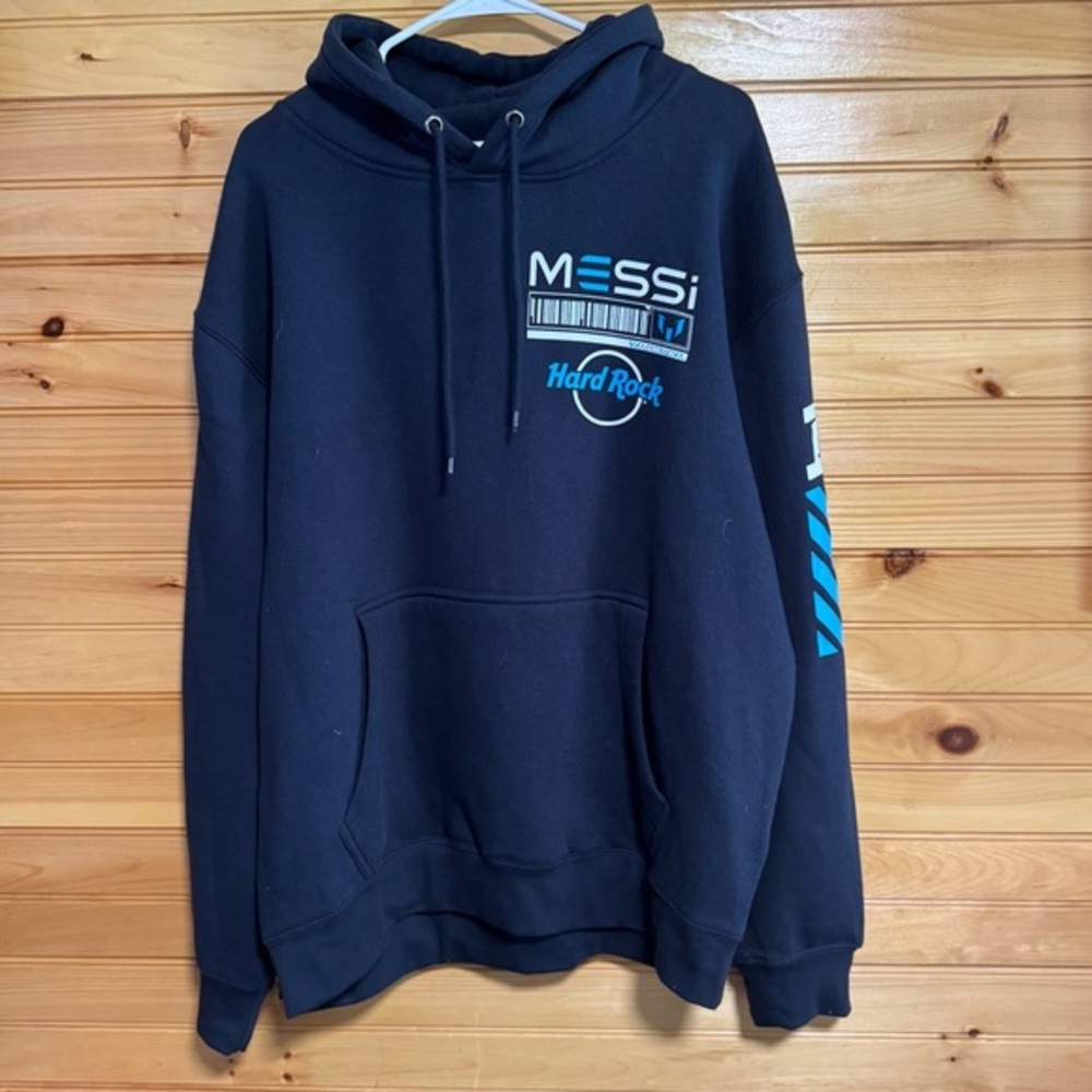 Messi Live Greatness Hard Rock Cafe Navy Blue Hoodie XL
